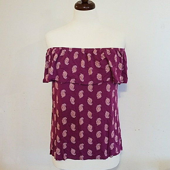 Purple Paisley Off Shoulder & Scoop Neck Top - Picture 1 of 5